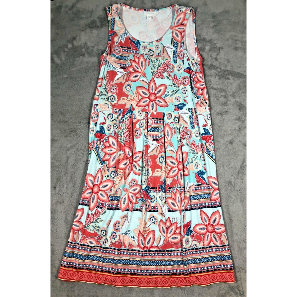 J Jill Sundress Dress Womens Size XS Floral Tropical Print Sleeveless Stretch